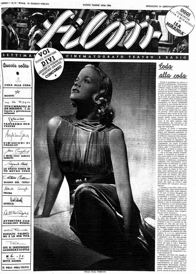 FILM (1938-50) magazine cover Issue 21 18 June 1938