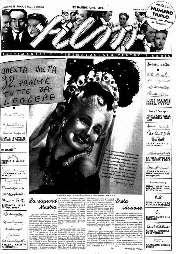FILM (1938-50) magazine cover Issue 28 6 August 1938