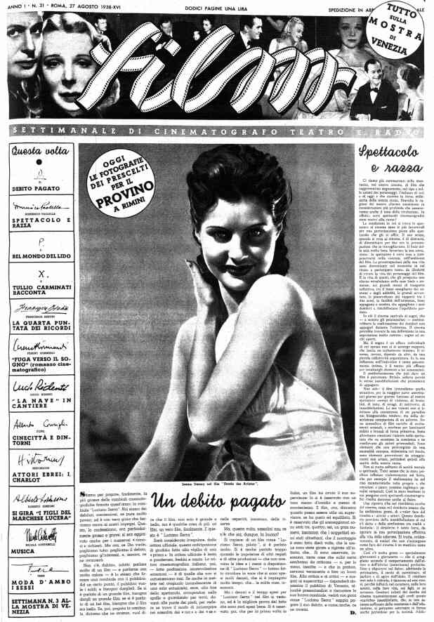 FILM (1938-50) magazine cover Issue 31 27 August 1938