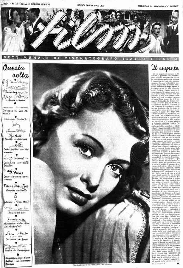 FILM (1938-50) magazine cover Issue 45 3 December 1938