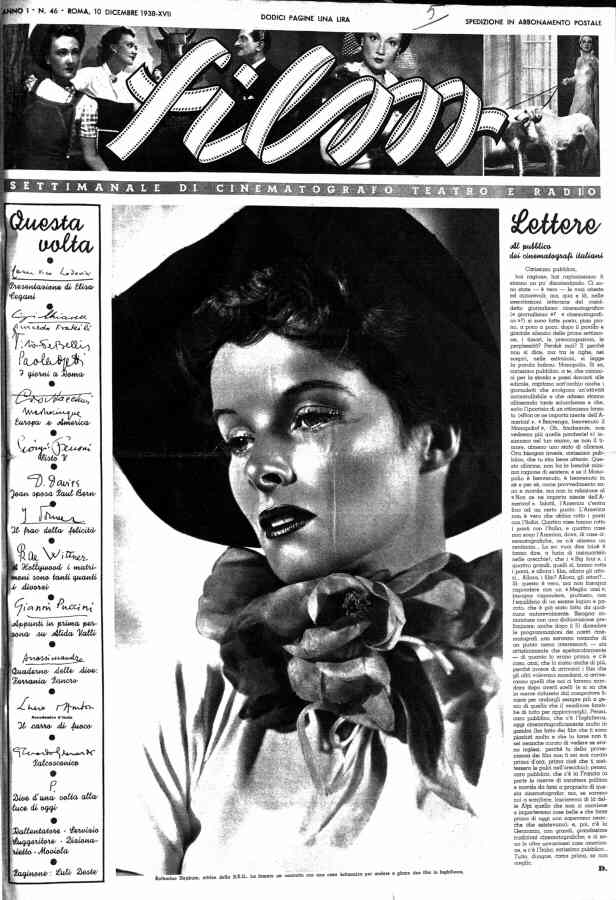 FILM (1938-50) magazine cover Issue 46 10 December 1938