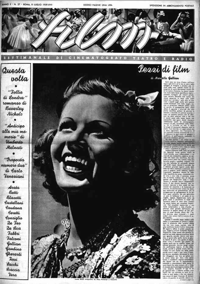 FILM (1938-50) magazine cover Issue 27 8 July 1939