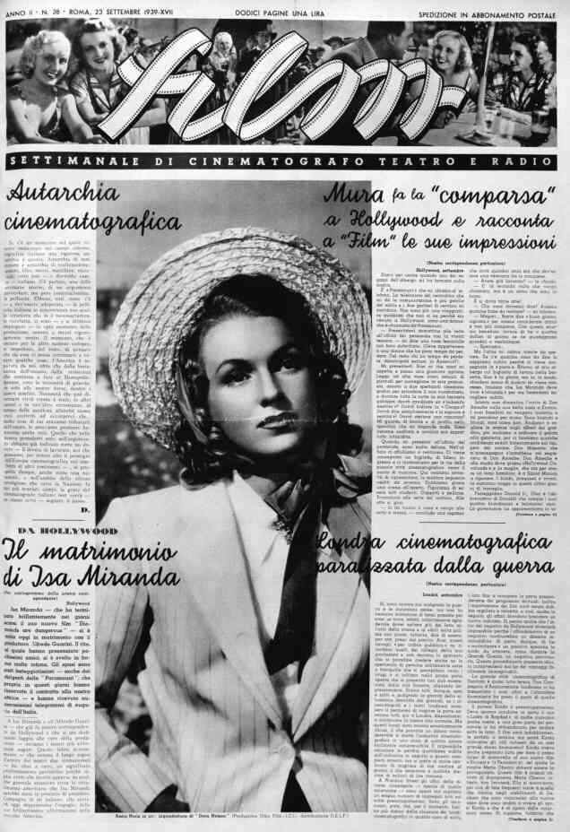 FILM (1938-50) magazine cover Issue 38 23 September 1939