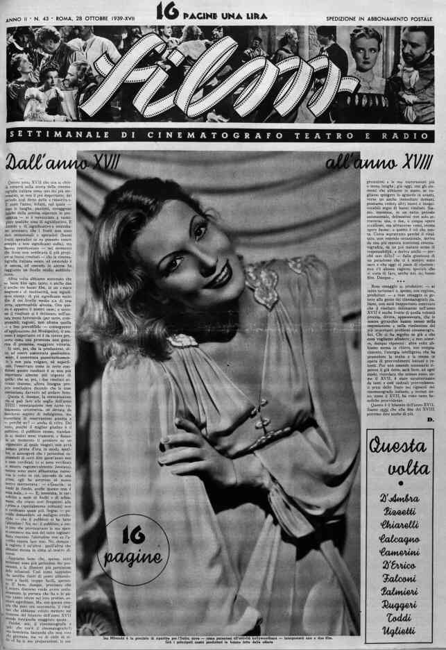 FILM (1938-50) magazine cover Issue 43 28 October 1939