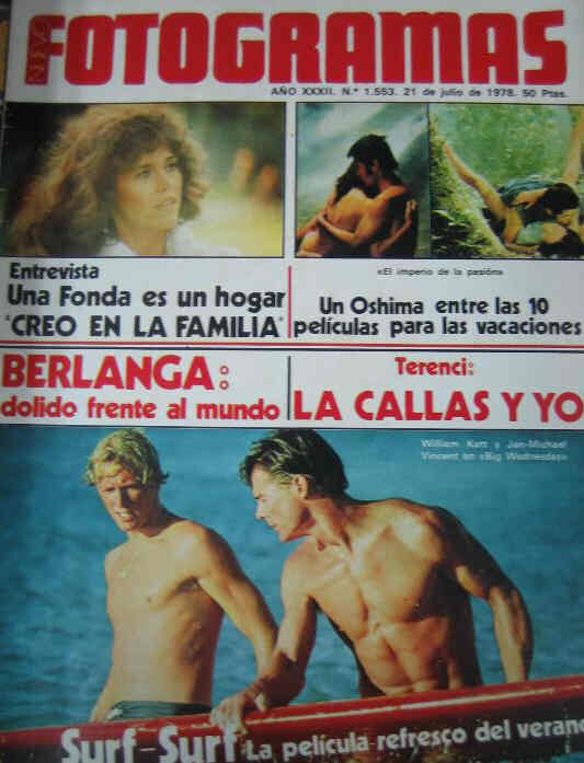 FOTOGRAMAS magazine cover Issue 1553 21 July 1978