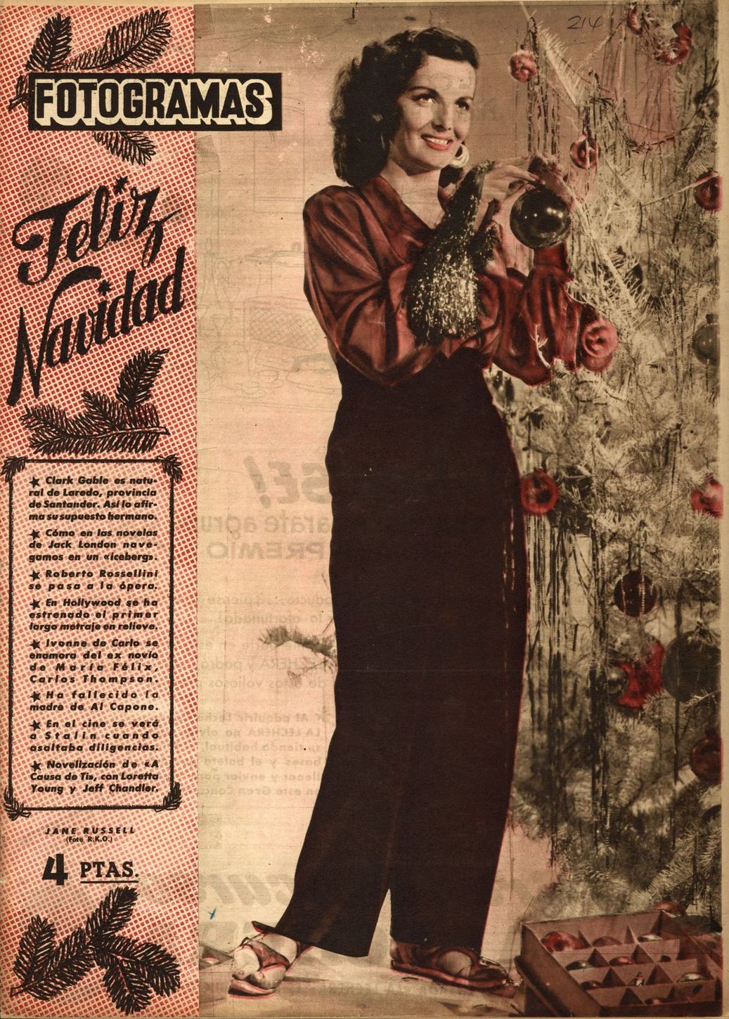 FOTOGRAMAS magazine cover Issue 214 26 December 1952