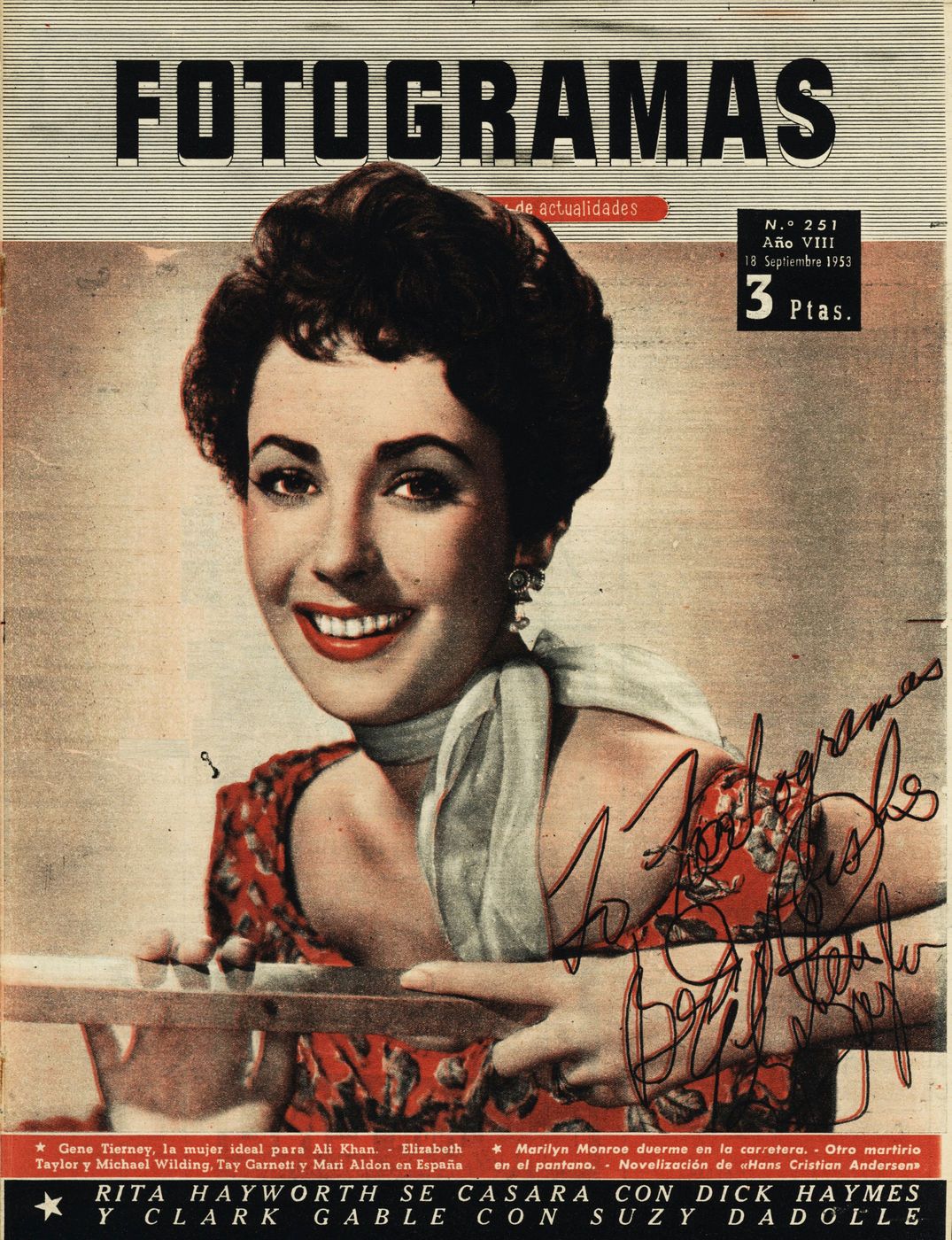 FOTOGRAMAS magazine cover Issue 251 11 September 1953