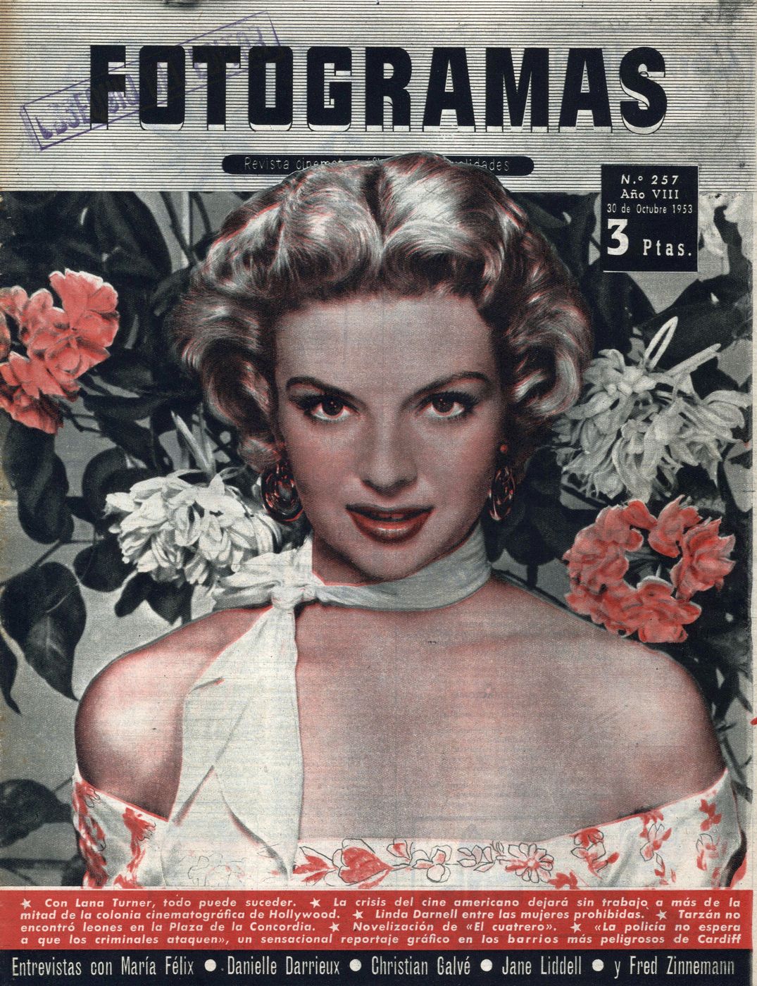 FOTOGRAMAS magazine cover Issue 257 30 October 1953