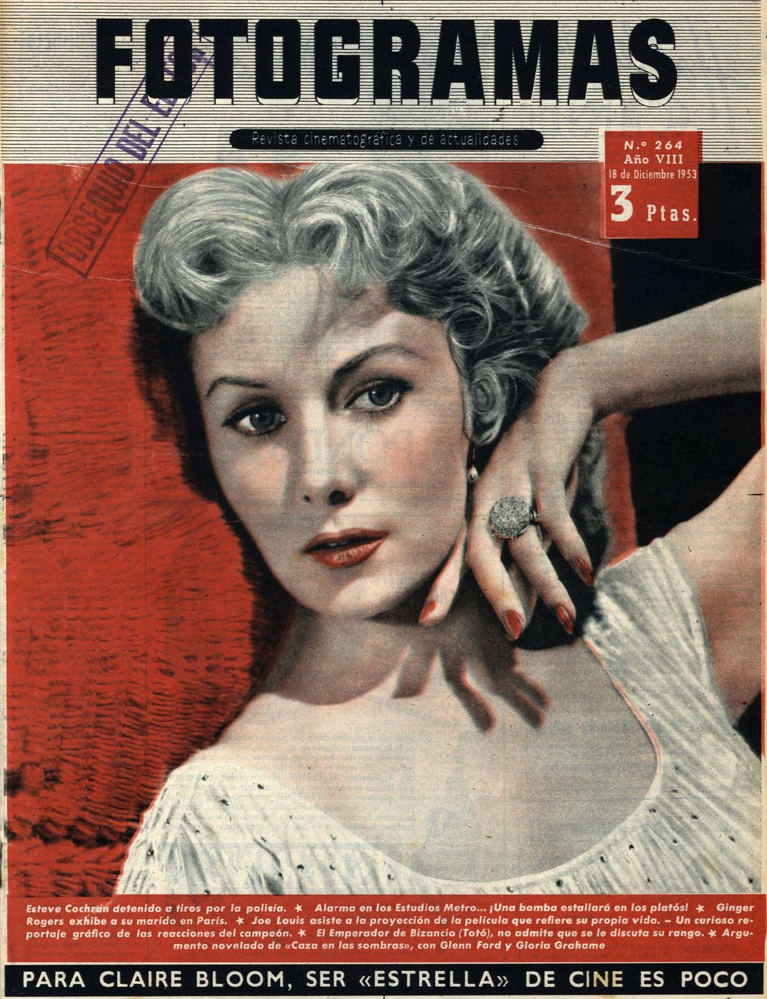FOTOGRAMAS magazine cover Issue 264 18 December 1953