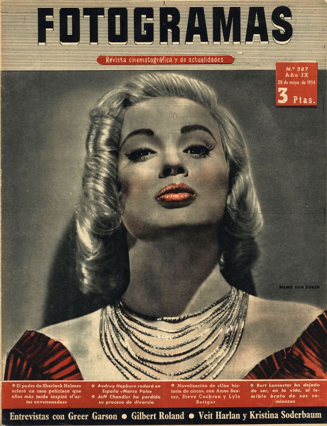 FOTOGRAMAS magazine cover Issue 287 28 May 1954