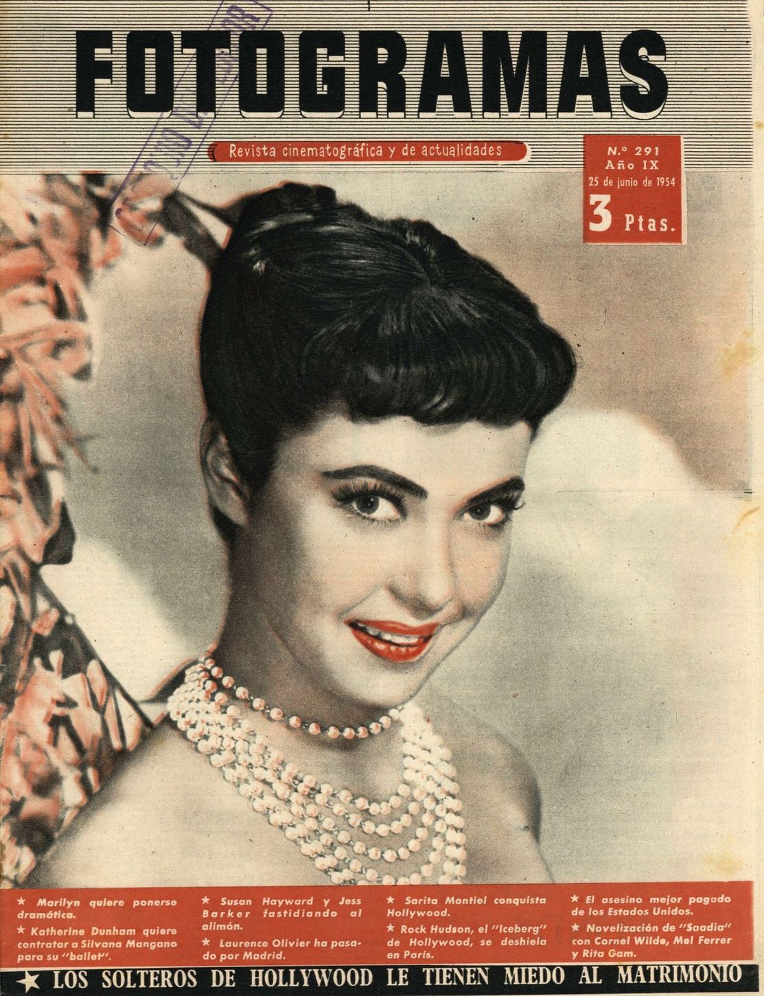 FOTOGRAMAS magazine cover Issue 291 25 June 1954