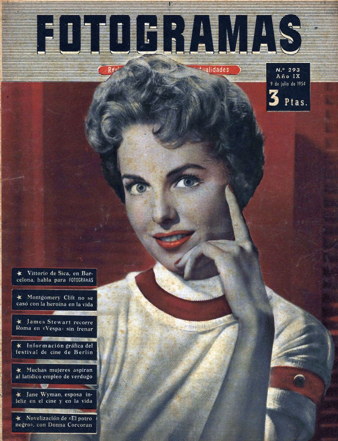 FOTOGRAMAS magazine cover Issue 293 9 July 1954