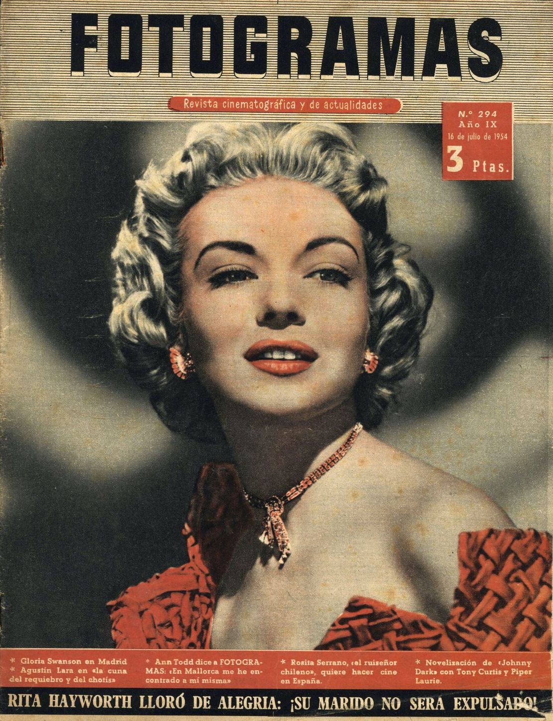 FOTOGRAMAS magazine cover Issue 294 16 July 1954