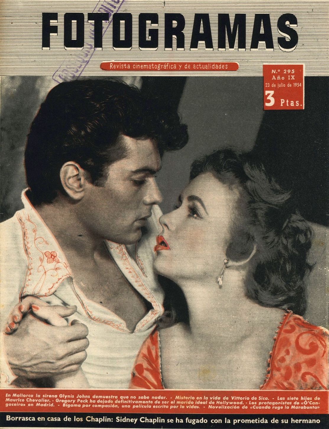 FOTOGRAMAS magazine cover Issue 295 23 July 1954