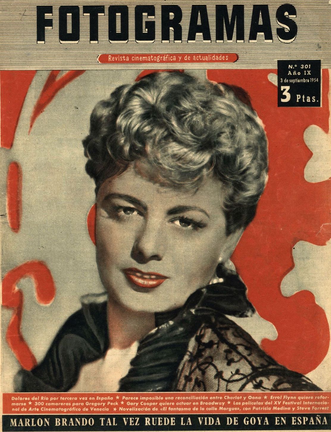 FOTOGRAMAS magazine cover Issue 301 3 September 1954