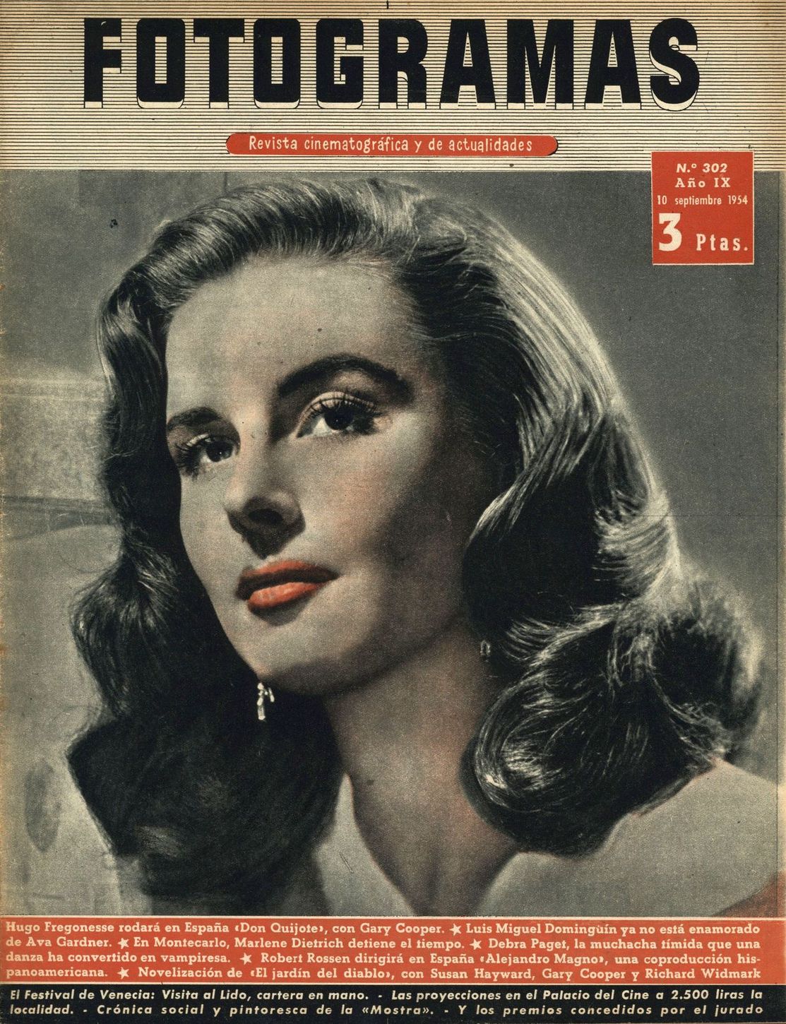 FOTOGRAMAS magazine cover Issue 302 10 September 1954