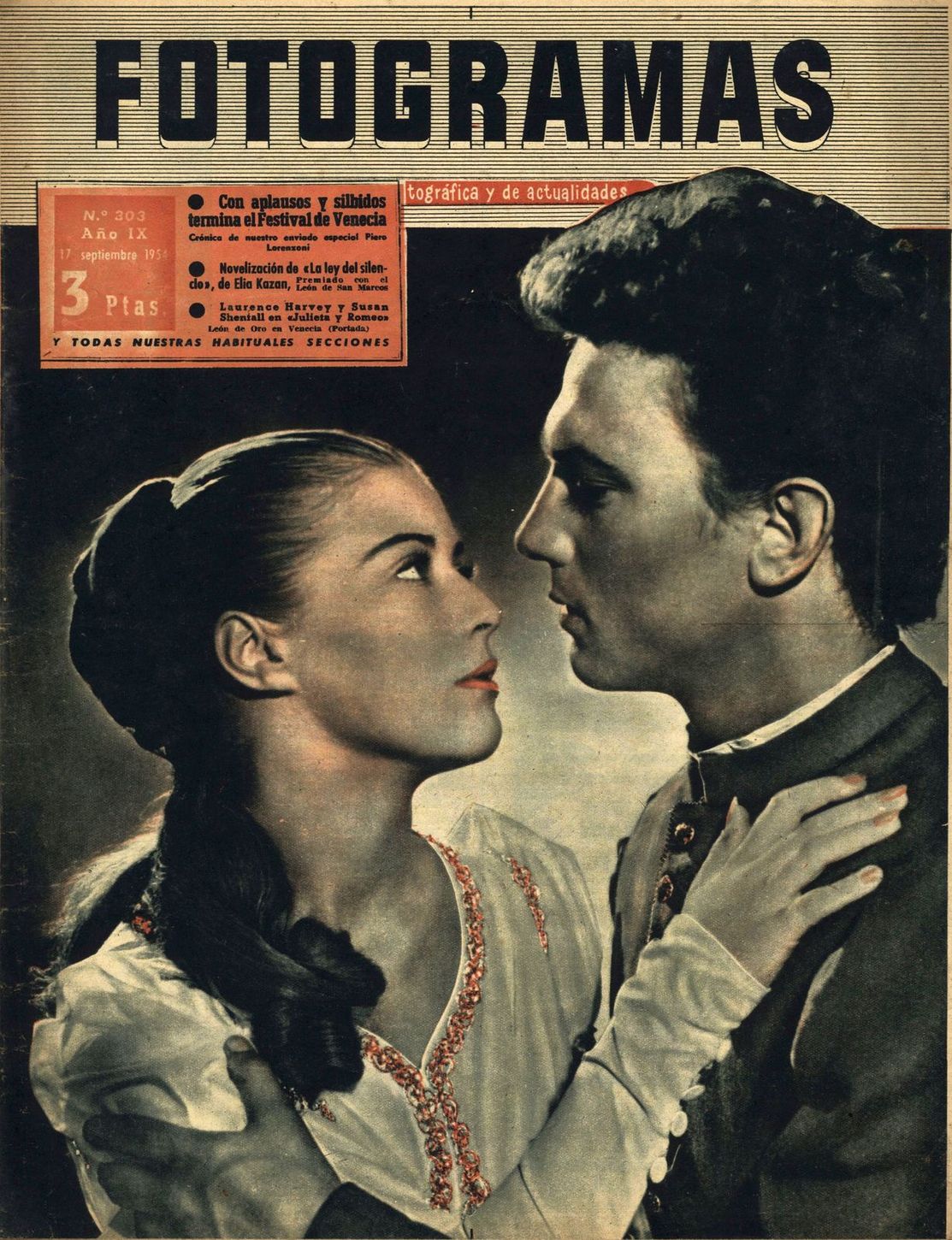 FOTOGRAMAS magazine cover Issue 303 17 September 1954