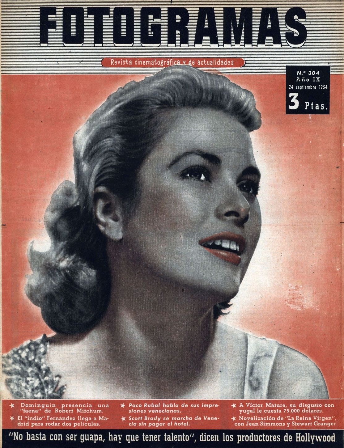 FOTOGRAMAS magazine cover Issue 304 24 September 1954