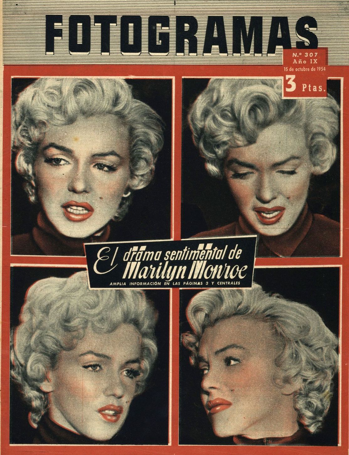 FOTOGRAMAS magazine cover Issue 307 15 October 1954