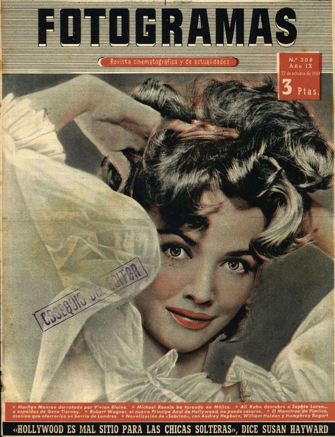 FOTOGRAMAS magazine cover Issue 308 22 October 1954