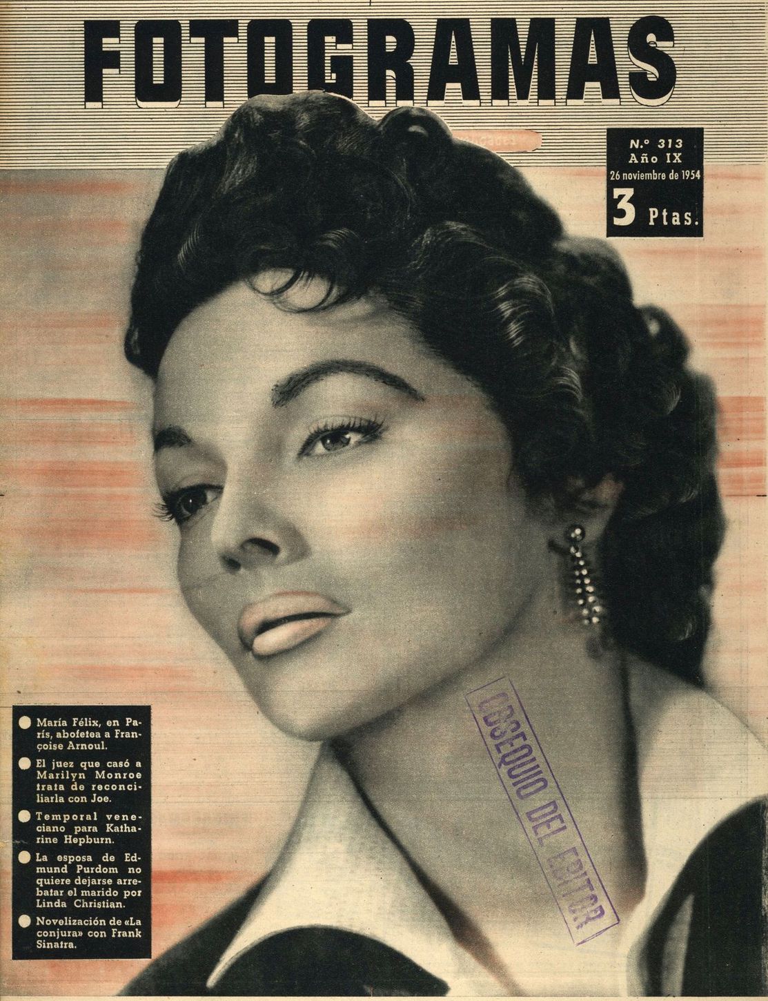 FOTOGRAMAS magazine cover Issue 313 26 November 1954