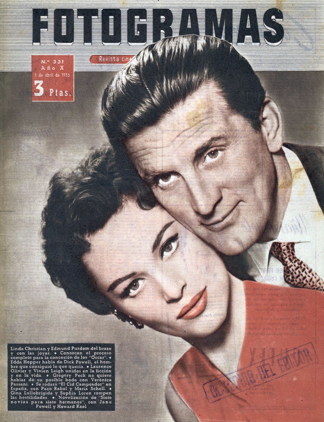 FOTOGRAMAS magazine cover Issue 331 31 March 1955