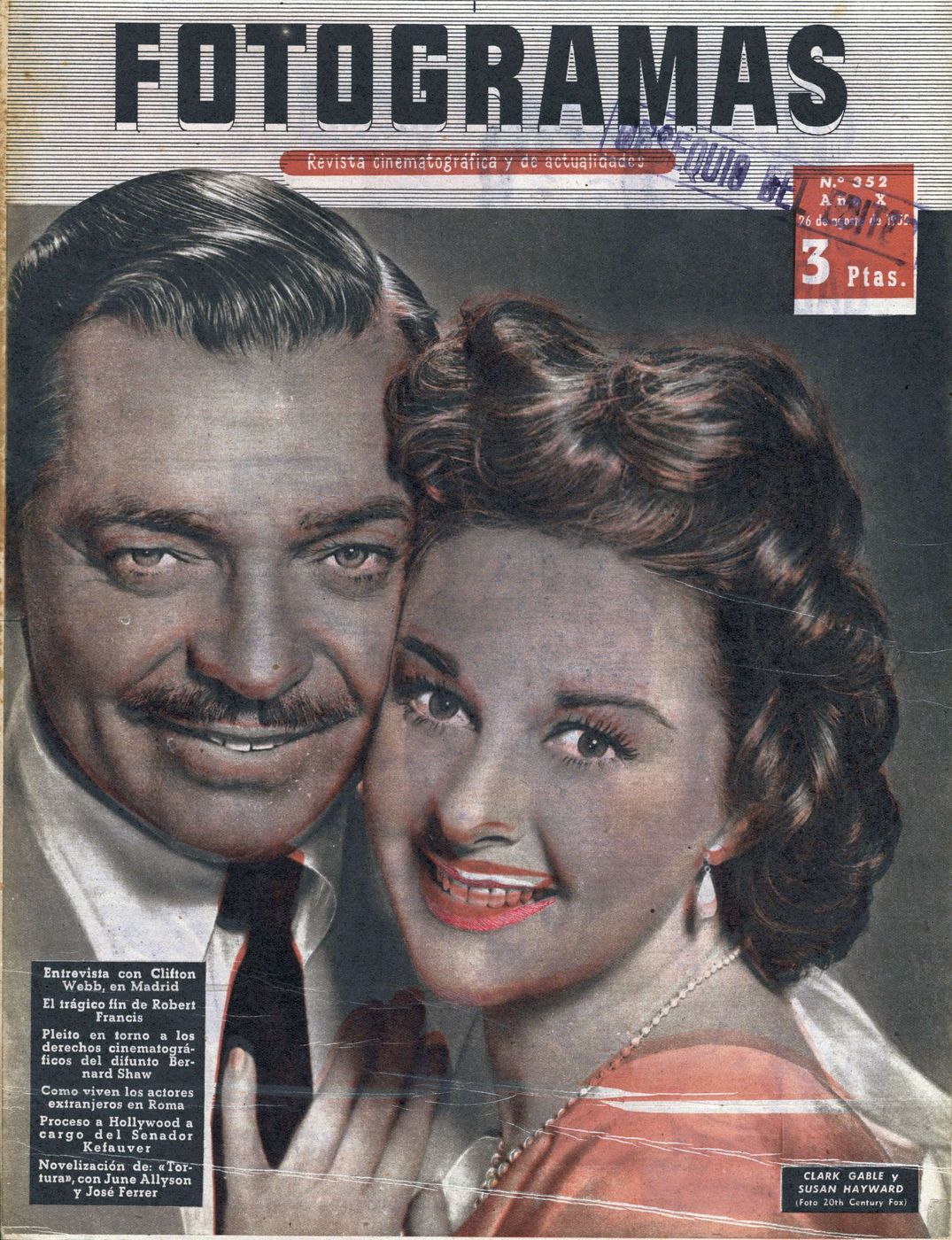 FOTOGRAMAS magazine cover Issue 352 25 August 1955