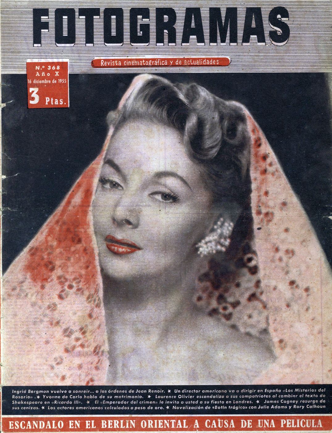 FOTOGRAMAS magazine cover Issue 368 15 December 1955