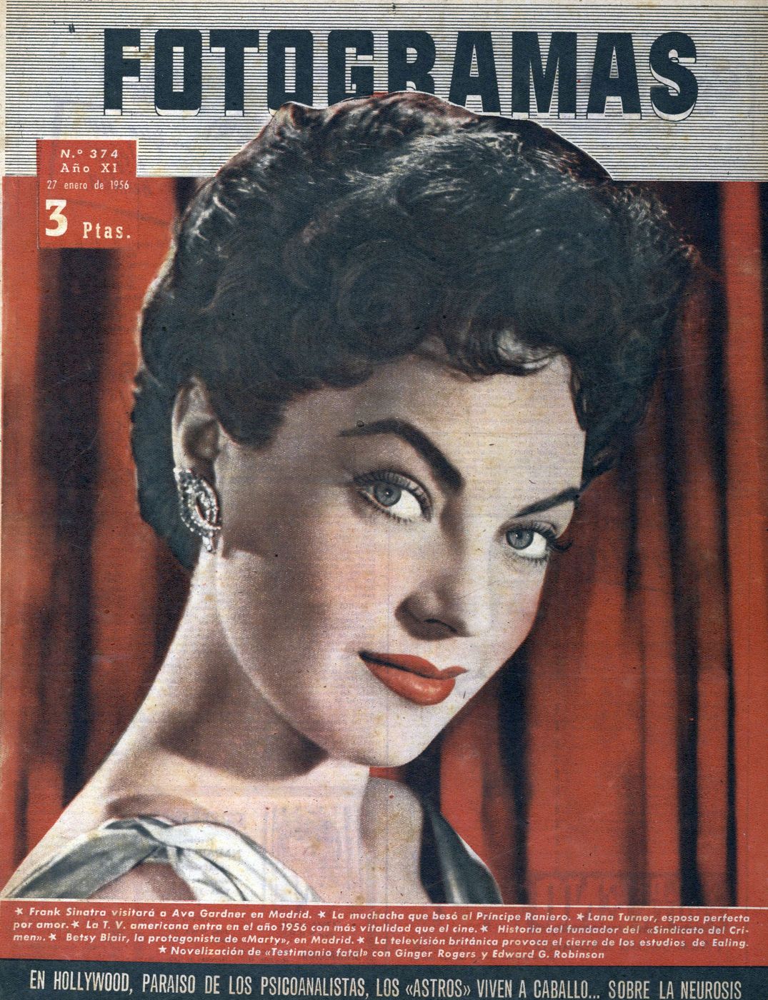 FOTOGRAMAS magazine cover Issue 374 26 January 1956