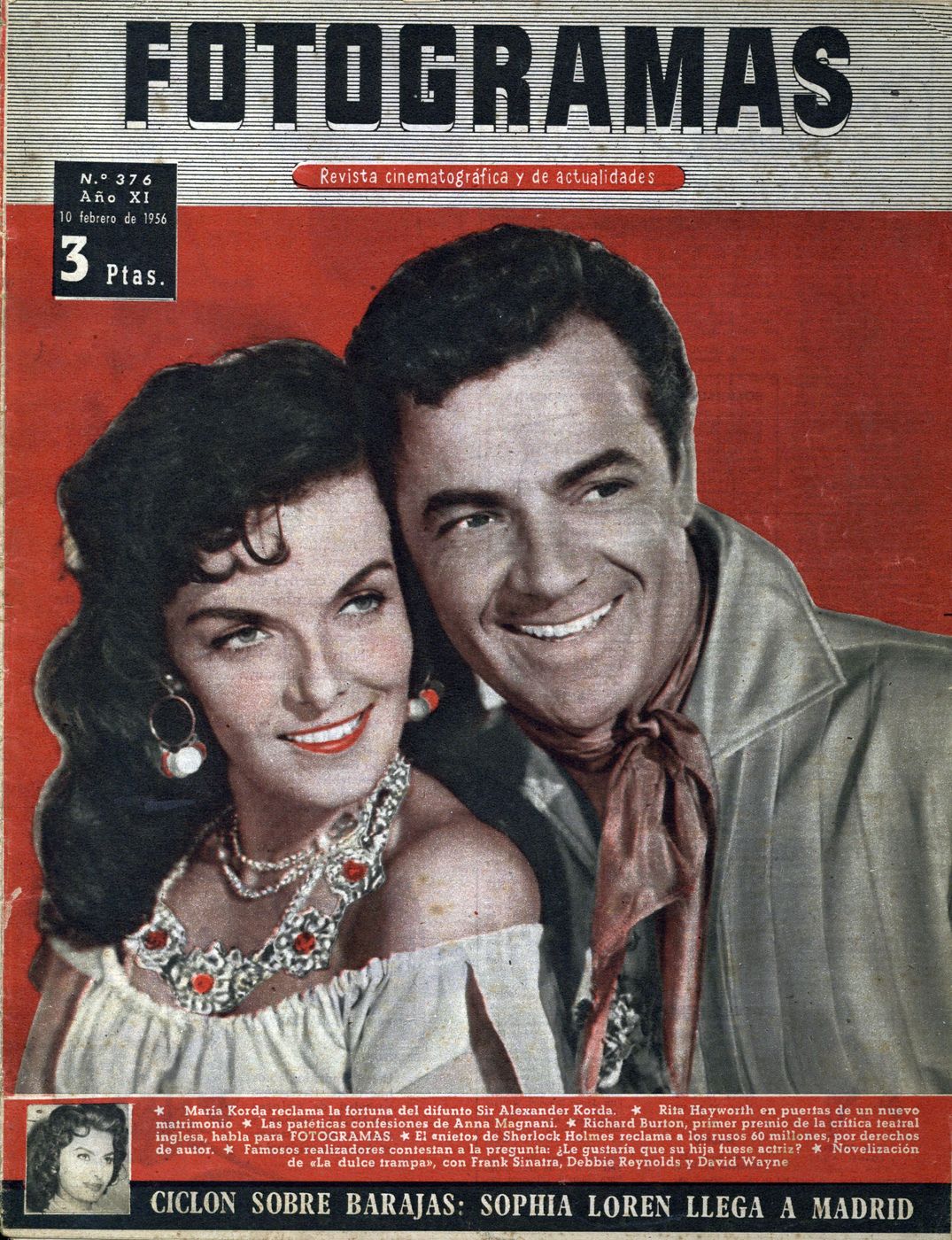 FOTOGRAMAS magazine cover Issue 376 9 February 1956
