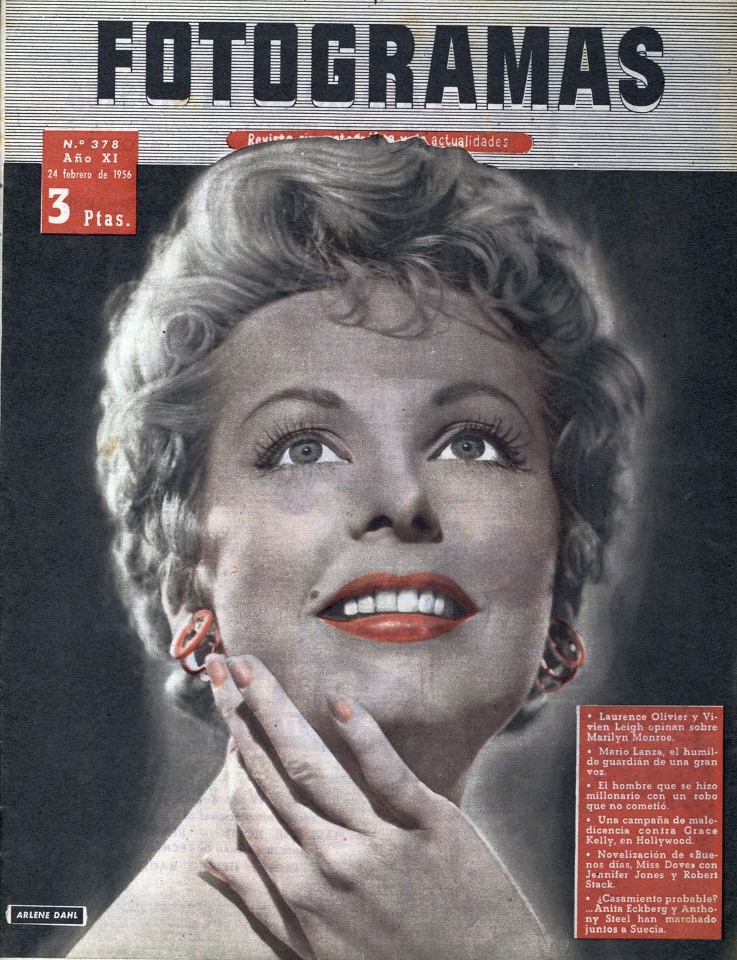 FOTOGRAMAS magazine cover Issue 378 23 February 1956