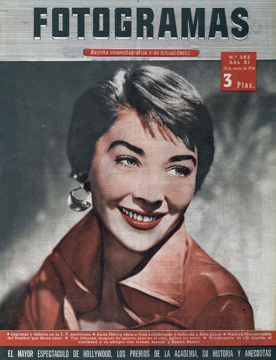 FOTOGRAMAS magazine cover Issue 382 23 March 1956