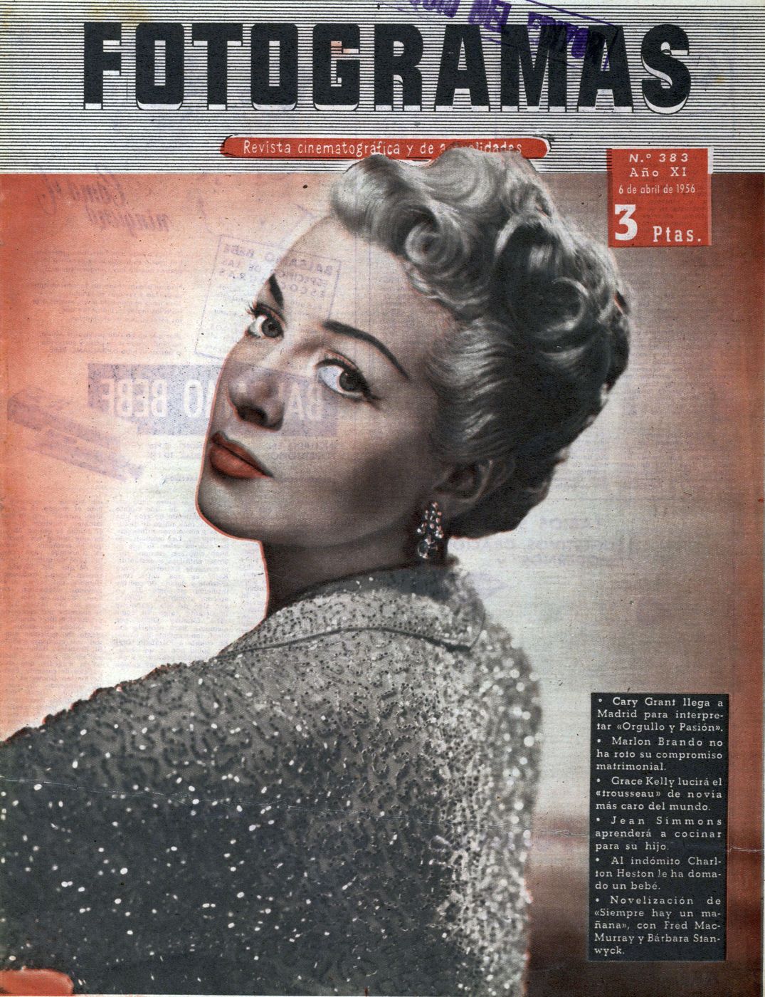 FOTOGRAMAS magazine cover Issue 384 6 April 1956