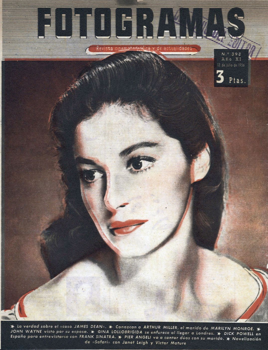 FOTOGRAMAS magazine cover Issue 398 13 July 1956