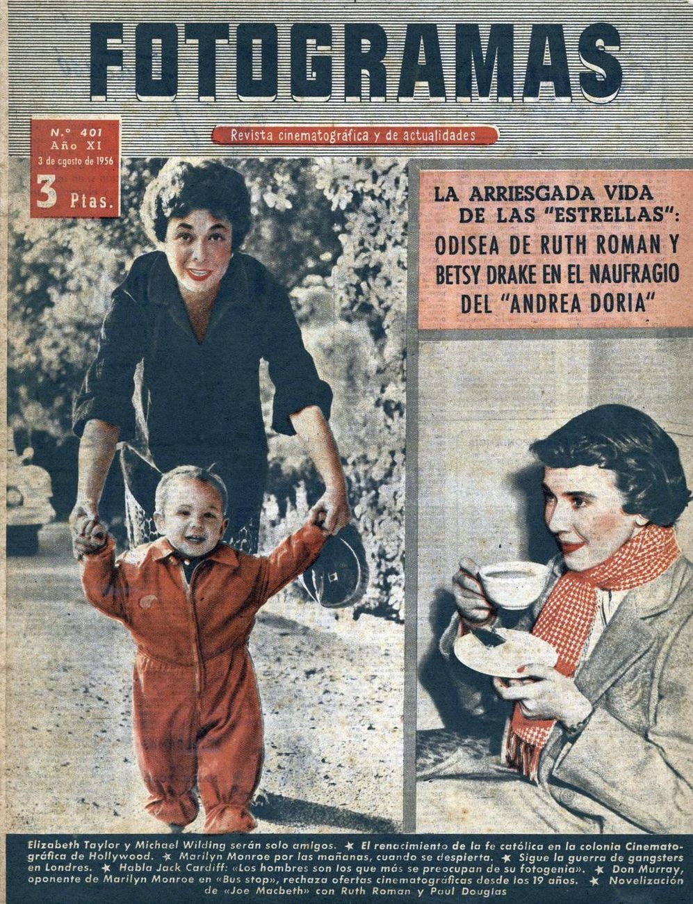 FOTOGRAMAS magazine cover Issue 401 3 August 1956