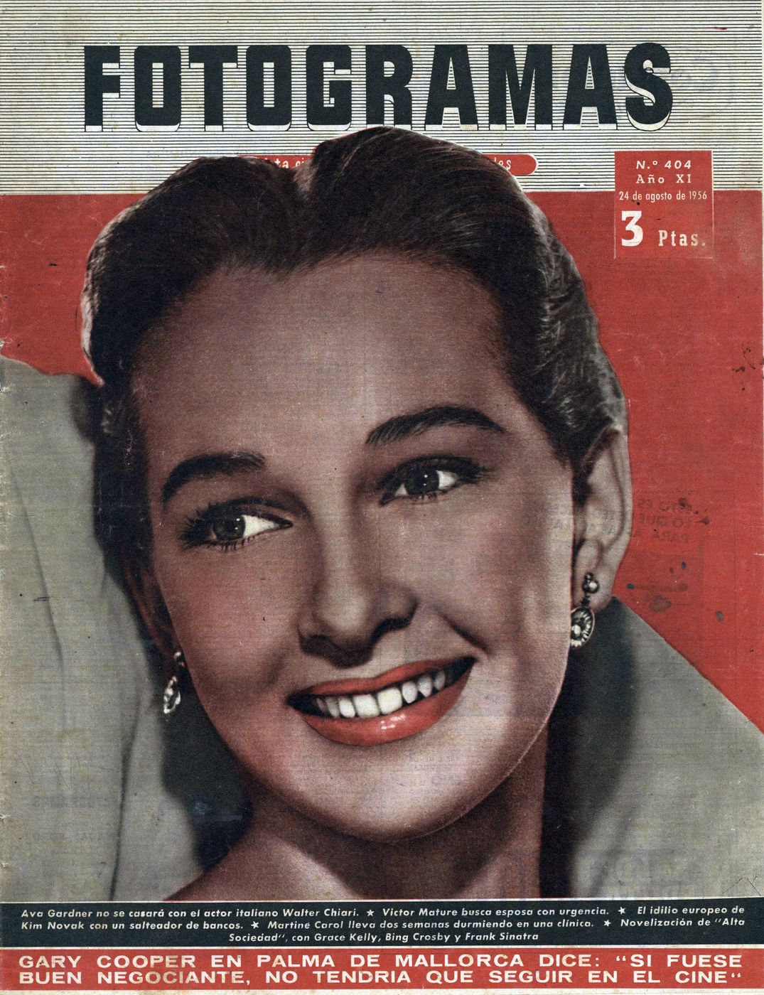 FOTOGRAMAS magazine cover Issue 404 24 August 1956