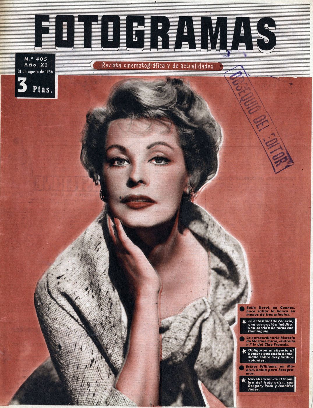 FOTOGRAMAS magazine cover Issue 405 31 August 1956