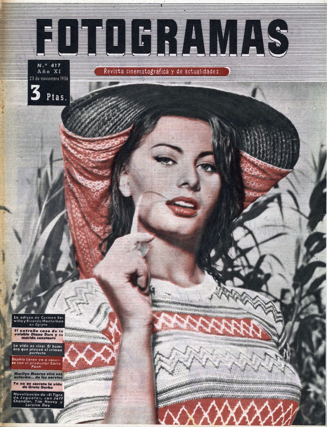 FOTOGRAMAS magazine cover Issue 417 23 November 1956