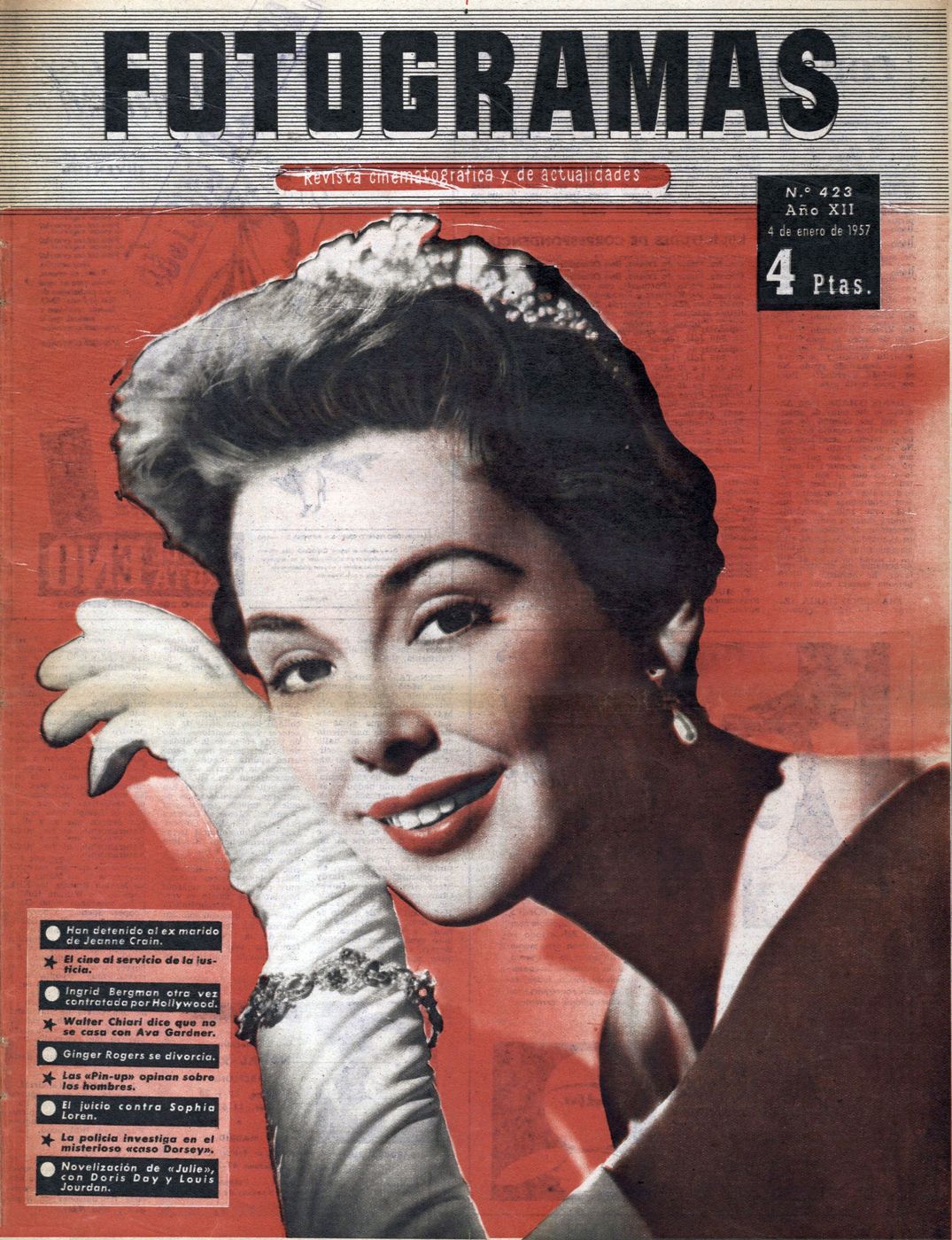 FOTOGRAMAS magazine cover Issue 423 4 January 1957