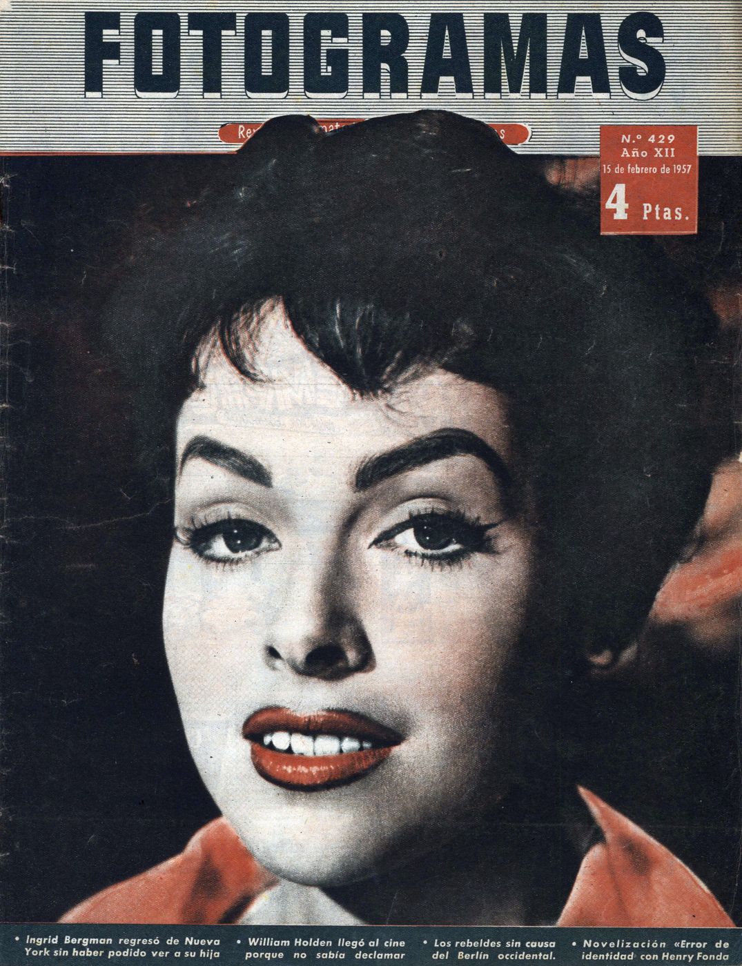FOTOGRAMAS magazine cover Issue 429 15 February 1957