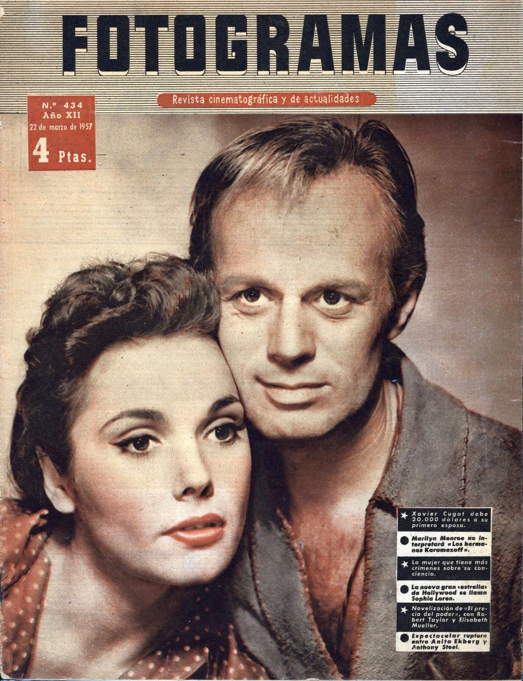 FOTOGRAMAS magazine cover Issue 434 22 March 1957