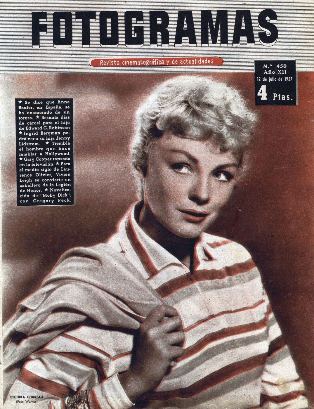 FOTOGRAMAS magazine cover Issue 450 12 July 1957