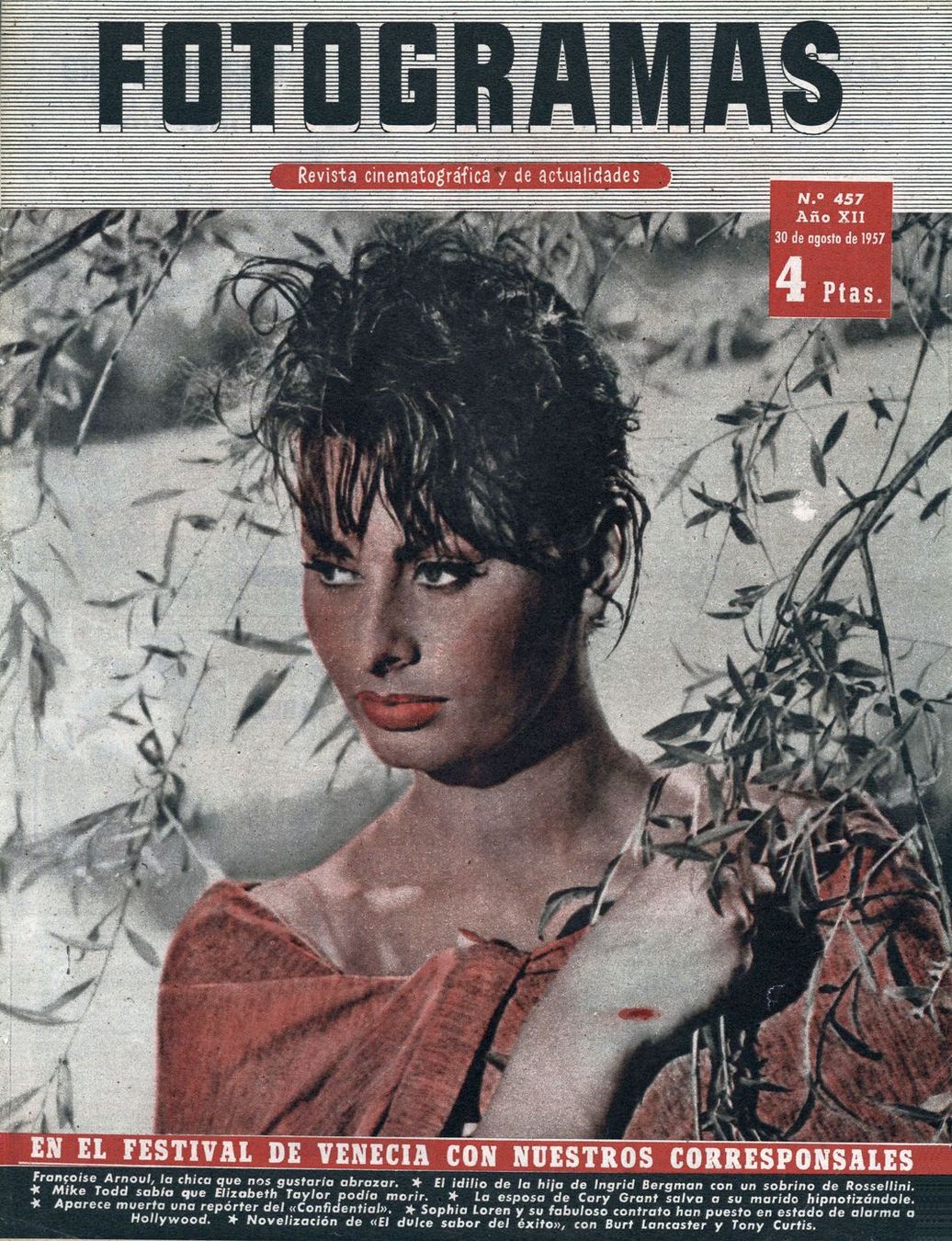 FOTOGRAMAS magazine cover Issue 457 30 August 1957