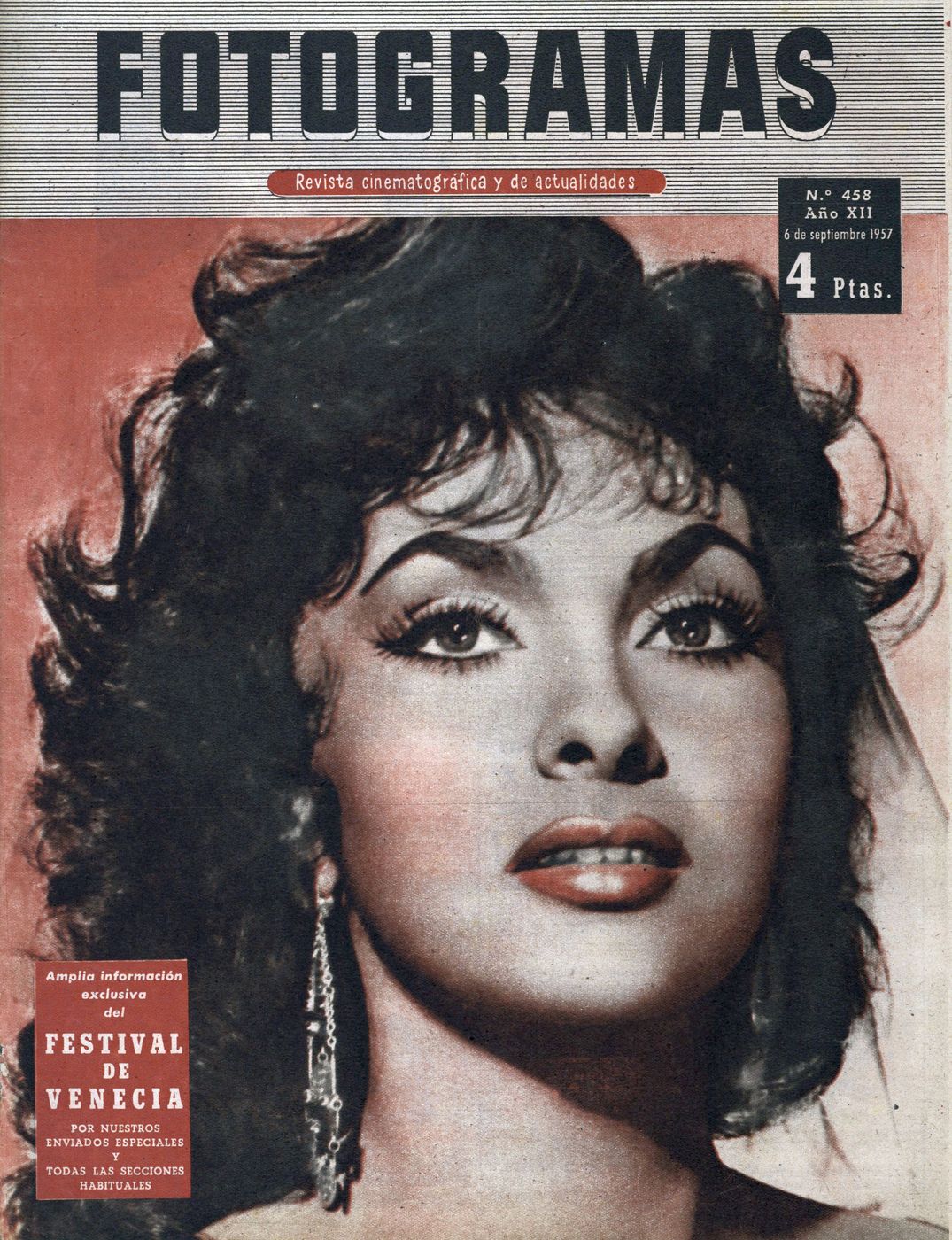 FOTOGRAMAS magazine cover Issue 458 6 September 1957