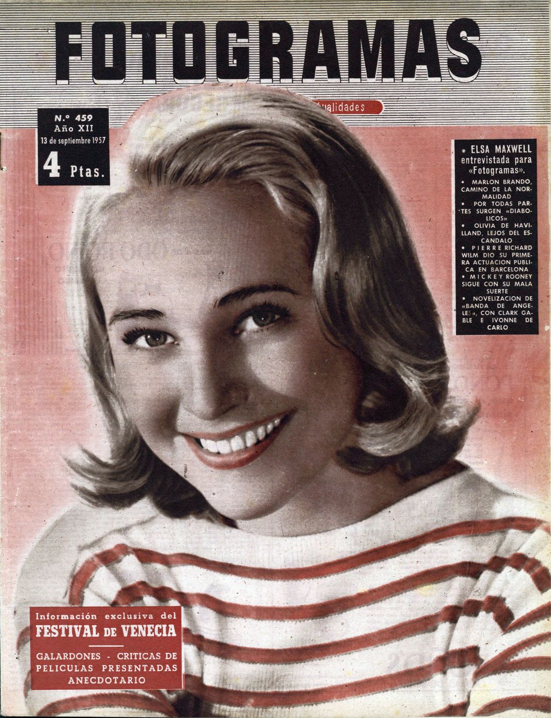 FOTOGRAMAS magazine cover Issue 459 13 September 1957