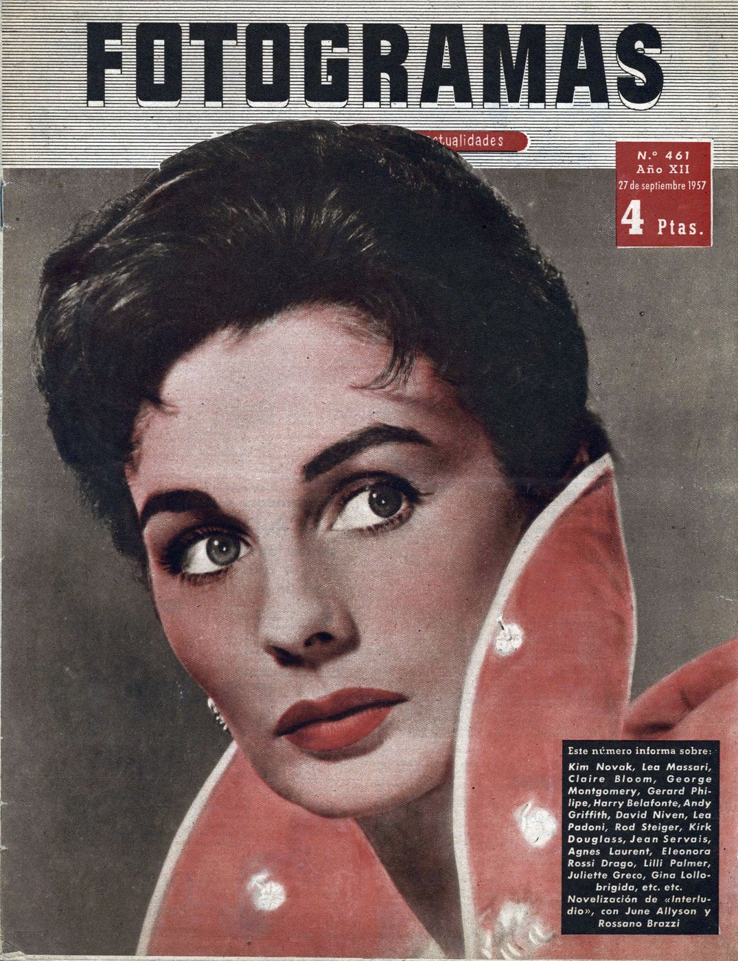 FOTOGRAMAS magazine cover Issue 461 27 September 1957
