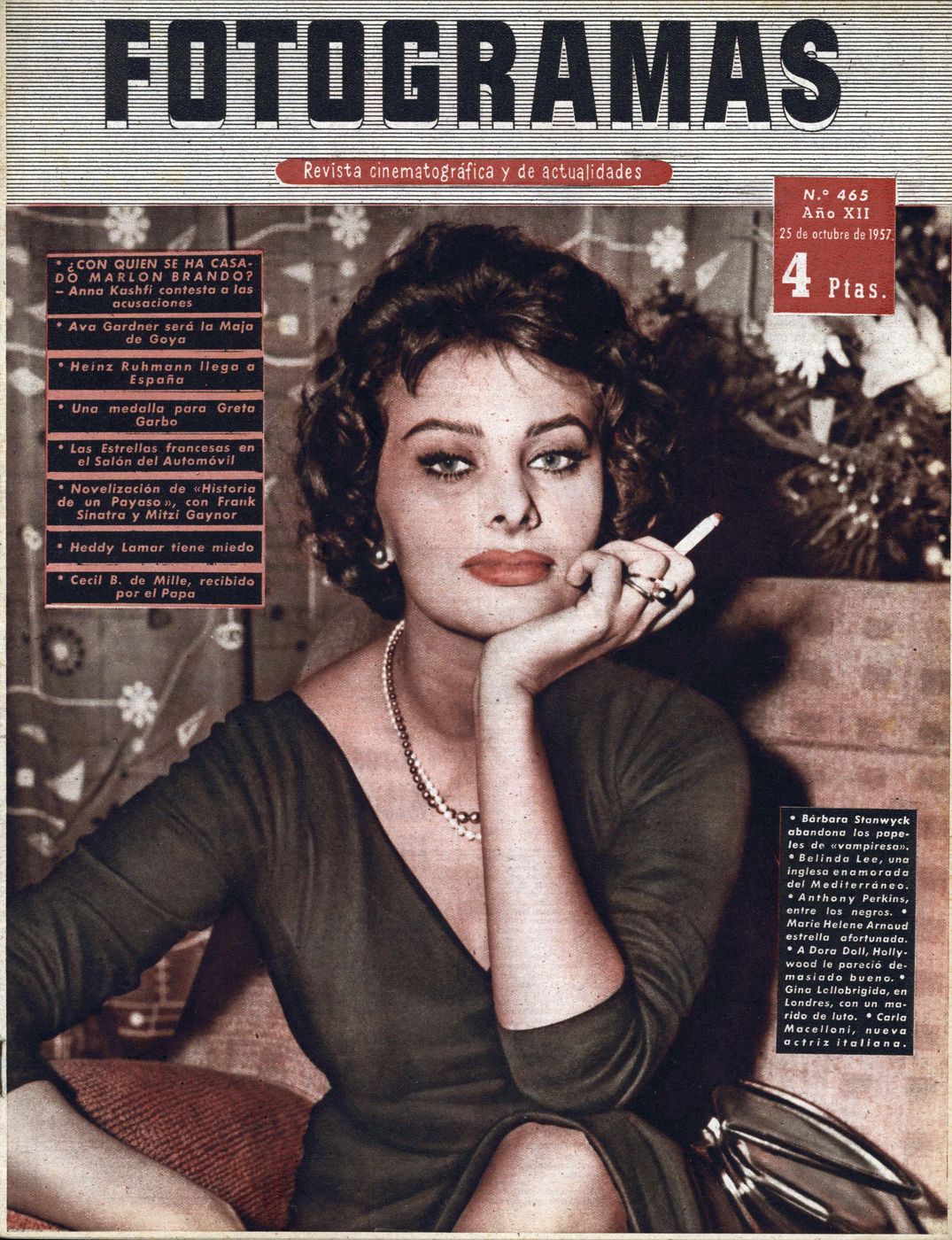 FOTOGRAMAS magazine cover Issue 465 25 October 1957