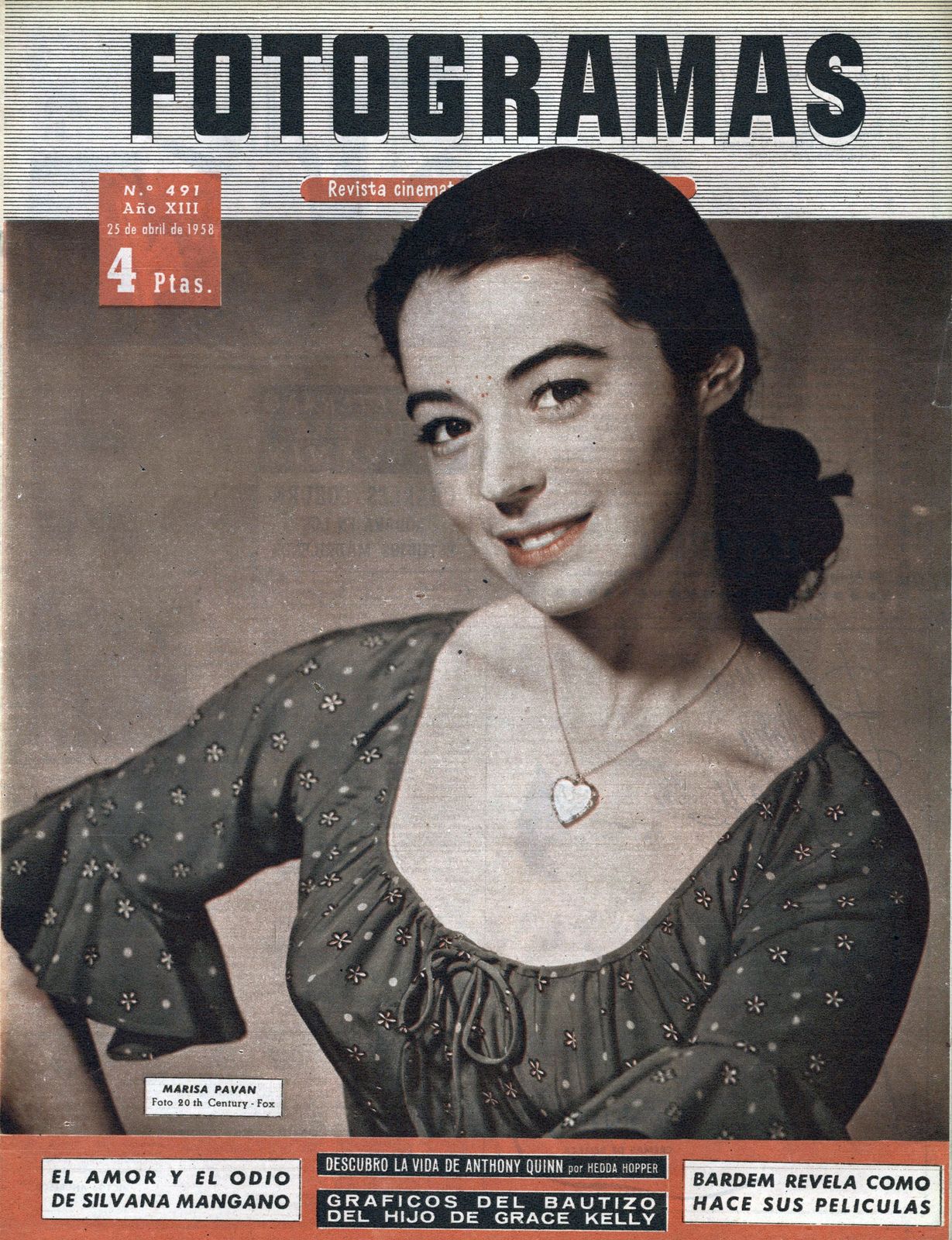 FOTOGRAMAS magazine cover Issue 491 25 April 1958