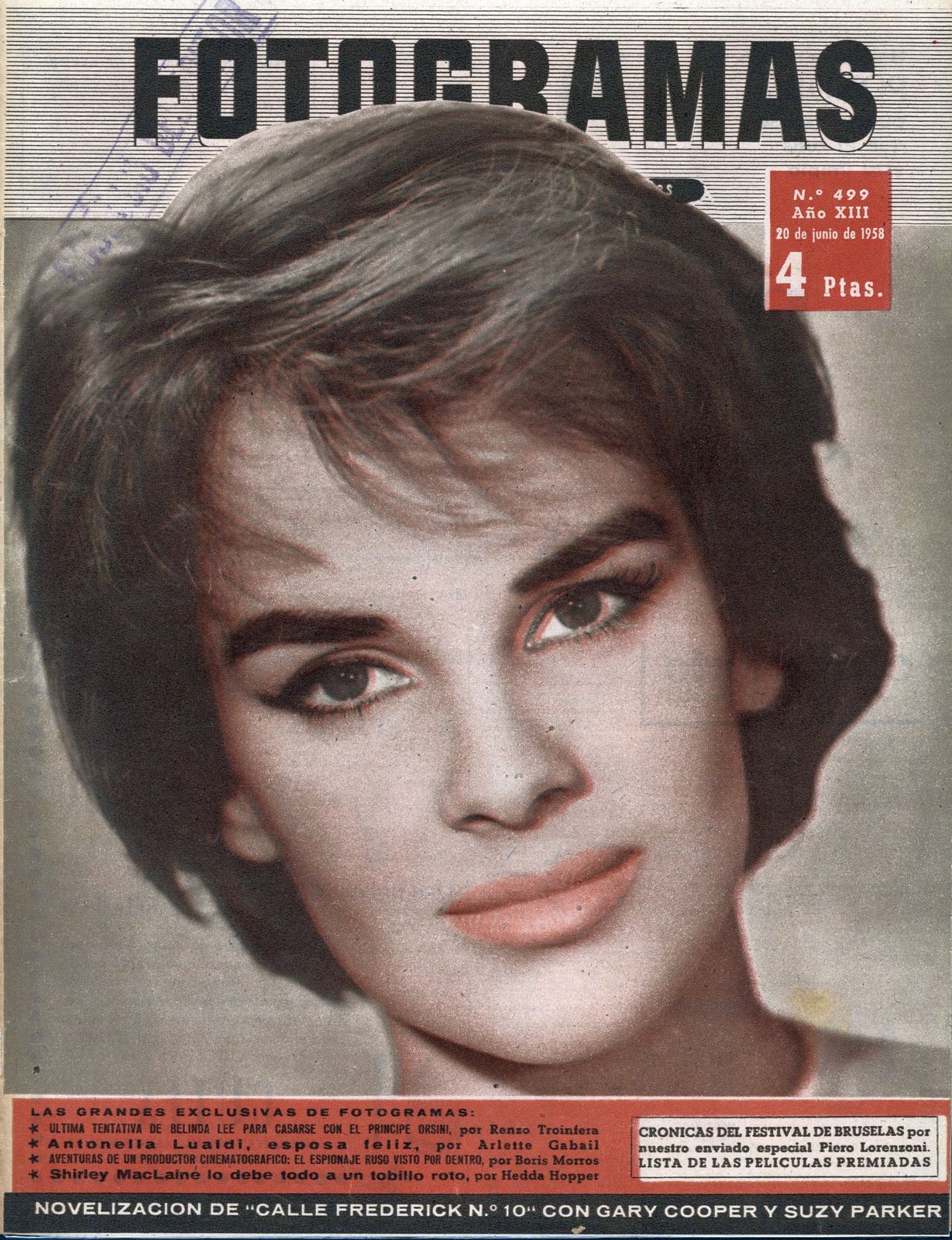 FOTOGRAMAS magazine cover Issue 499 20 June 1958