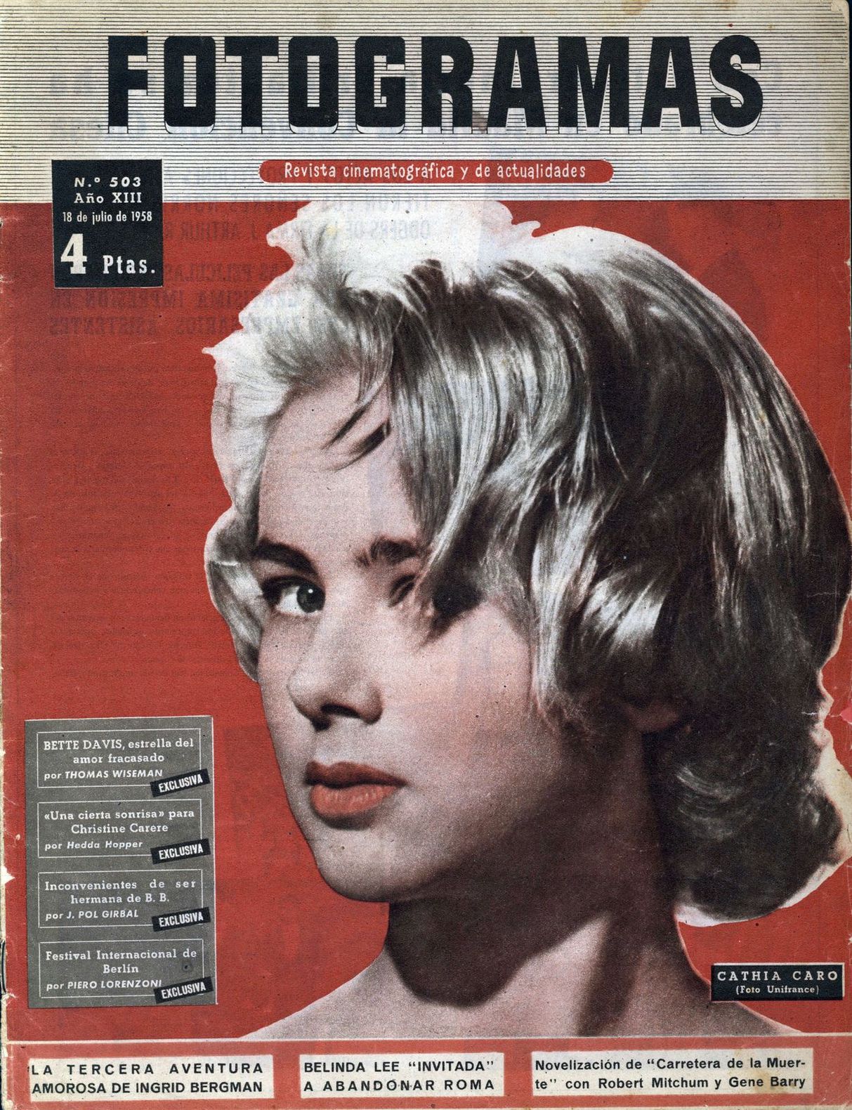 FOTOGRAMAS magazine cover Issue 503 18 July 1958